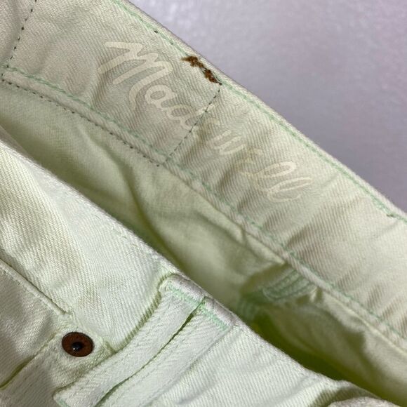 Madewell Light Yellow-Green Low Rise Distressed Denim Cutoff Shorts - Picture 5 of 7